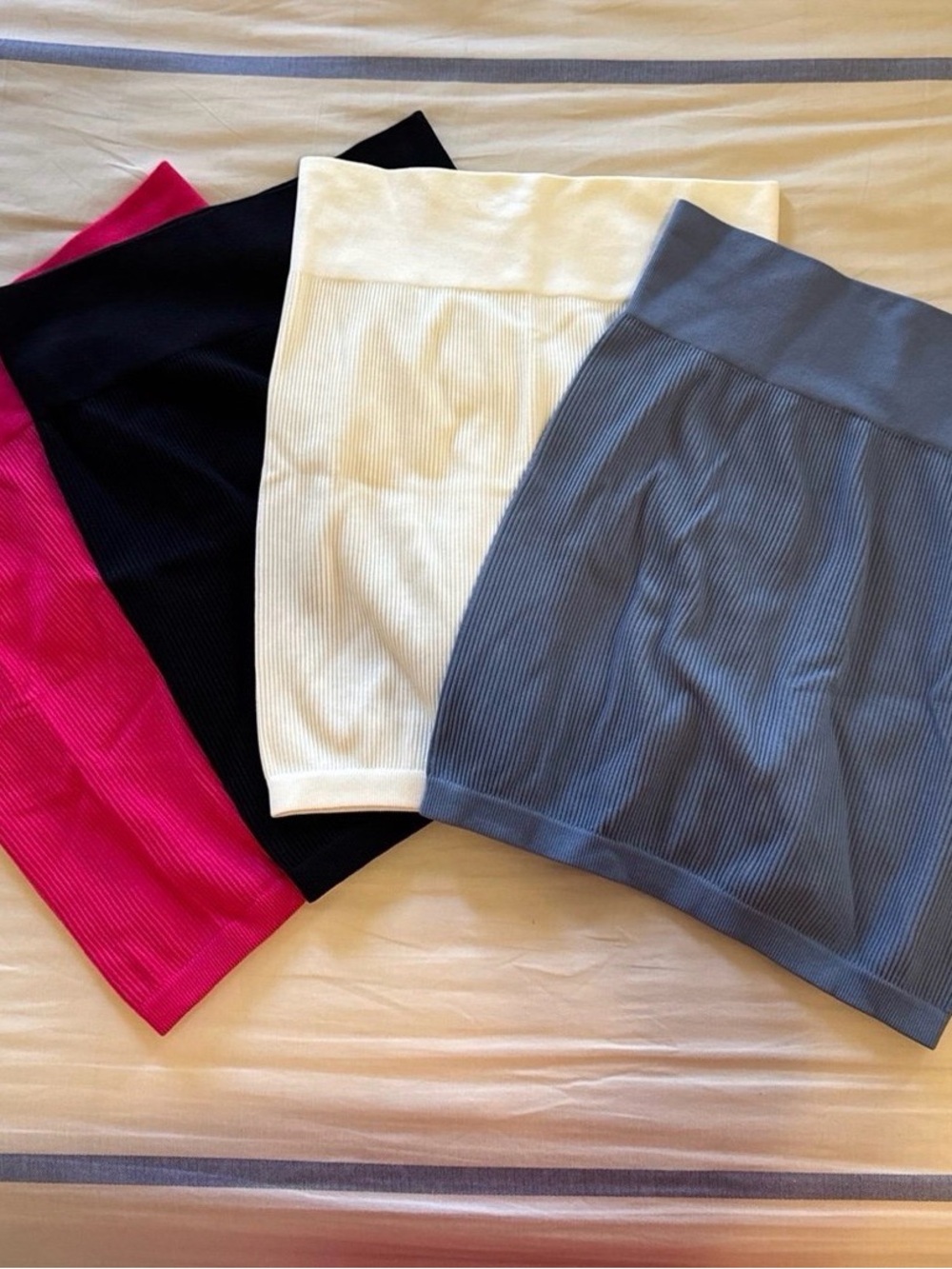 Ribbed Mini Skirt - Pink, Black, White, Gray